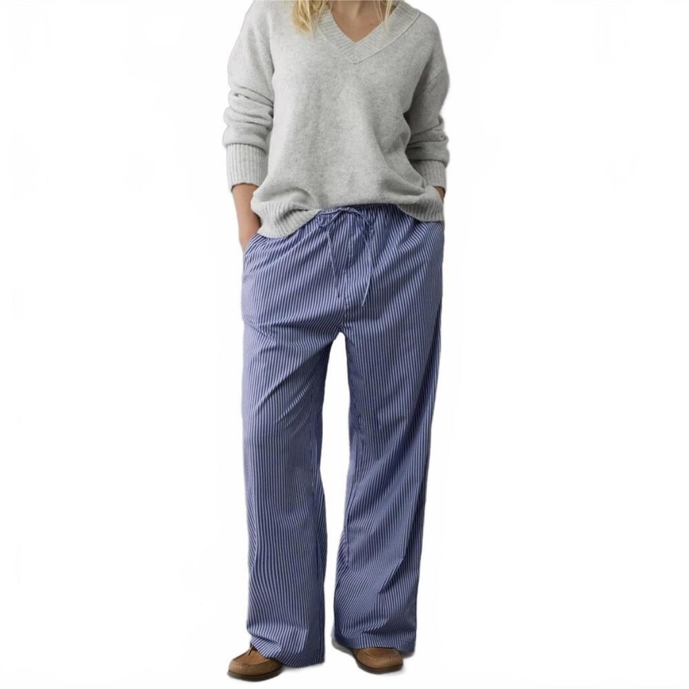 AE Striped Woven Wide-Leg PJ Pant Blue American Eagle XL